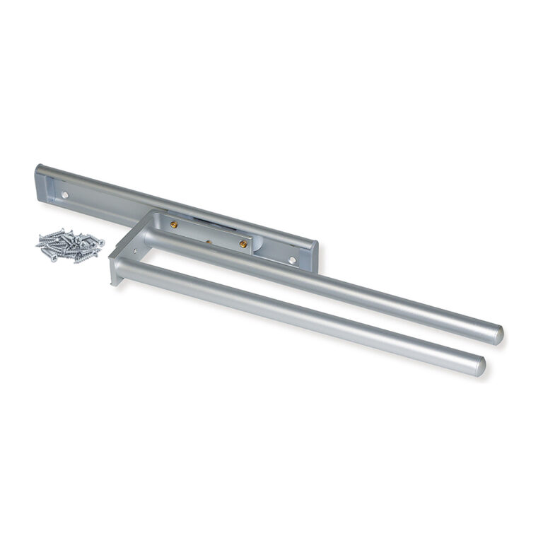Výsuvný věšák na utěrky, L 310 mm, 2 ramena, stříbrný 
